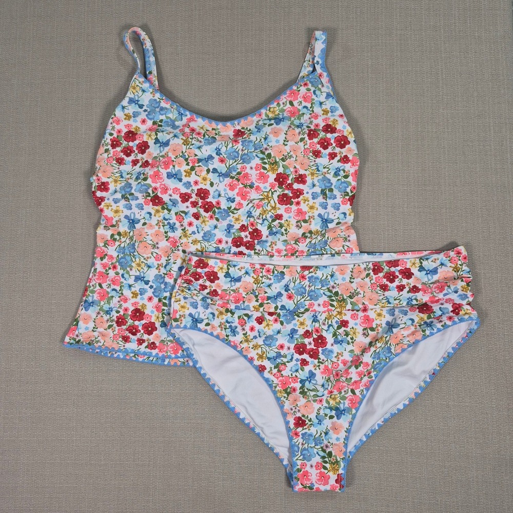 EOMENIE Women Floral Tankini Swimsuit Tummy Control High Waisted 2 Piece XXL New